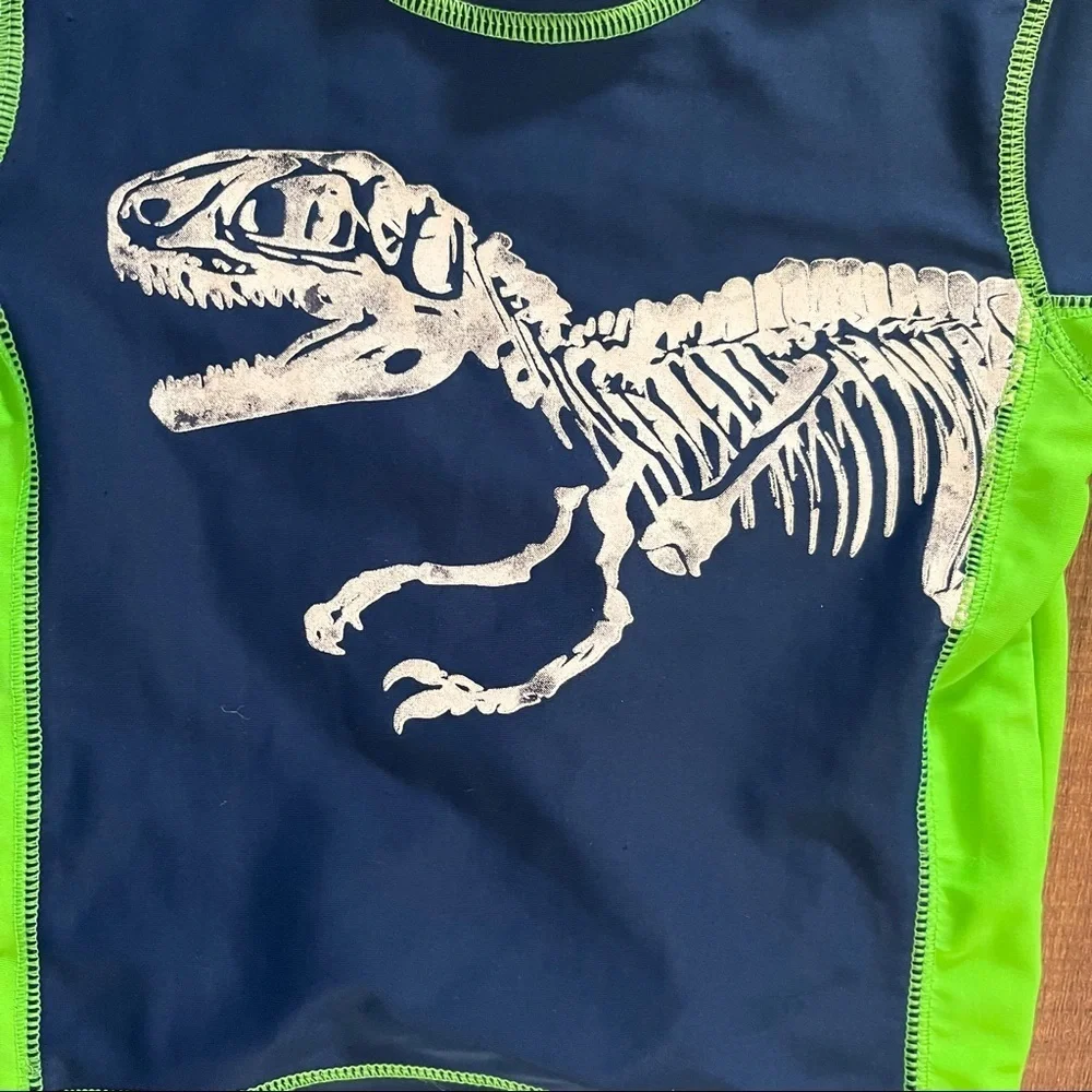 Baby toddler boy dinosaur 2 piece swim Sz 12 months rash guard trunks